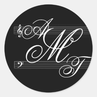 Musiker mit Liebe-Monogramm-Logo Runder Aufkleber