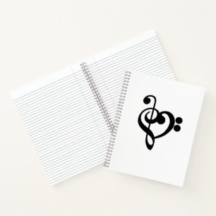 Musiker Musik Herz - Violinschlüssel Bassschlüssel Notizbuch