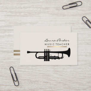Musiker-Musik-Lehrer-Trompeteinstrument Gold Visitenkarte