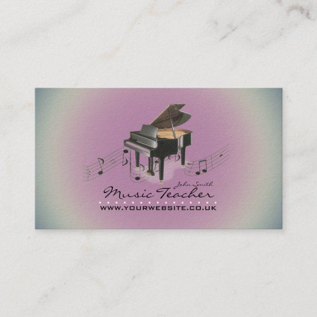 Musiker/Musiklehrer (Piano 1) Lavender BG Visitenkarte (Vorderseite)