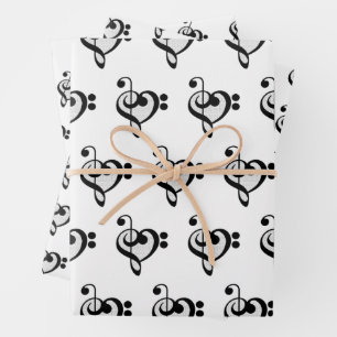 Musiker Musiknoten Muster Herz Geschenkpapier Set