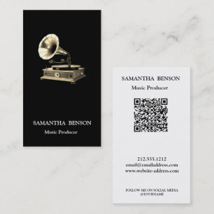 Musiker Musikproduzent Grammophon QR-Code Visitenkarte