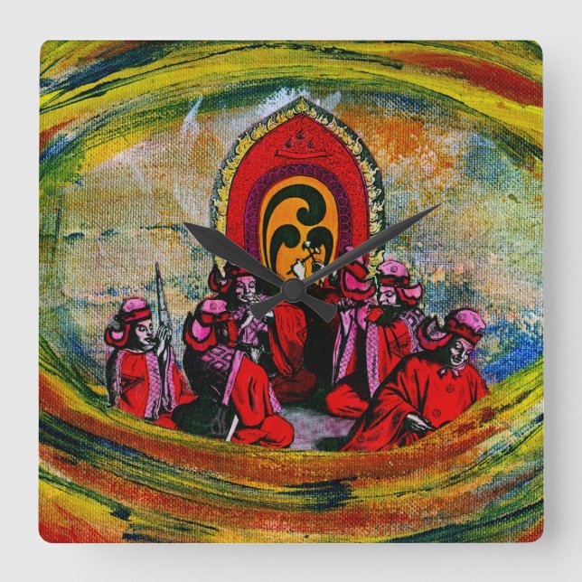 Musiker Quadratische Wanduhr (Vorderseite)