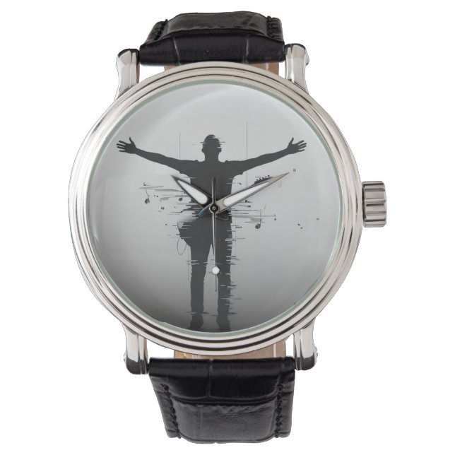 Musiker-Silhouette Armbanduhr (Vorderseite)