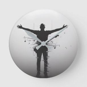 Musiker-Silhouette Runde Wanduhr