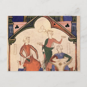 Musiker spielen Castanets und Psalterien Postkarte
