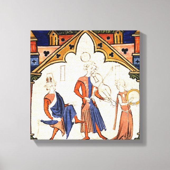 Musiker spielen eine Viola und Tambourine Leinwanddruck (Vorderseite)