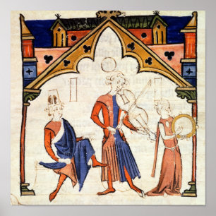 Musiker spielen eine Viola und Tambourine Poster