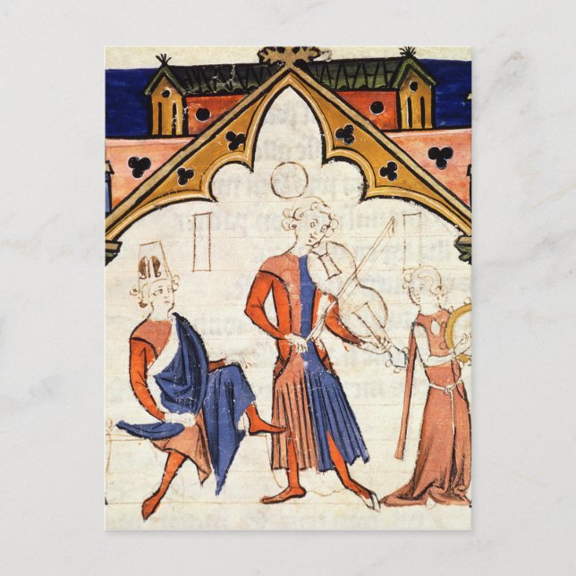 Musiker spielen eine Viola und Tambourine Postkarte (Vorderseite)