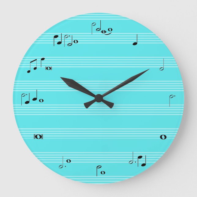 Musiker-Stempeluhr - hellblau Große Wanduhr (Vorderseite)
