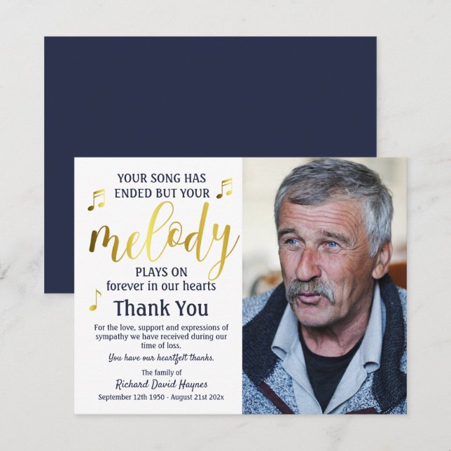 Musiker Vielen Dank für Ihr Beileid Dankeskarte (Vorne/Hinten)