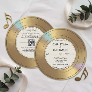Musiker Vintag Record Gold Vinyl Moderne Hochzeit Einladung