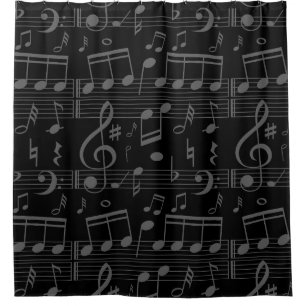 Musikermusik mit schwarzen Musiknoten Duschvorhang