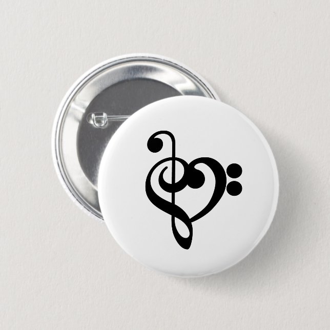 Musikermusikherz - Treble Bass Clef Button (Vorne & Hinten)