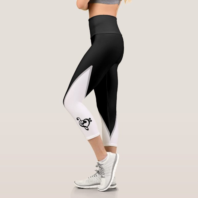 Musikermusikherz - Treble Bass Clef Capri Leggings (Links)