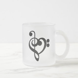 Musikermusikherz - Treble Bass Clef Mattglastasse