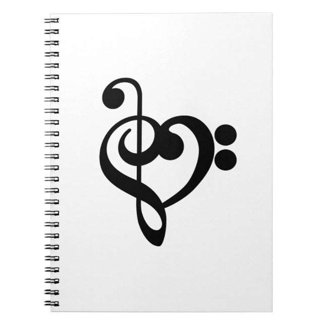 Musikermusikherz - Treble Bass Clef Notizblock (Vorderseite)