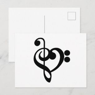 Musikermusikherz - Treble Bass Clef Postkarte