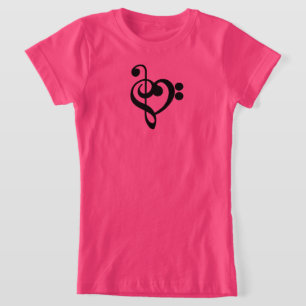 Musikermusikherz - Treble Bass Clef T-Shirt