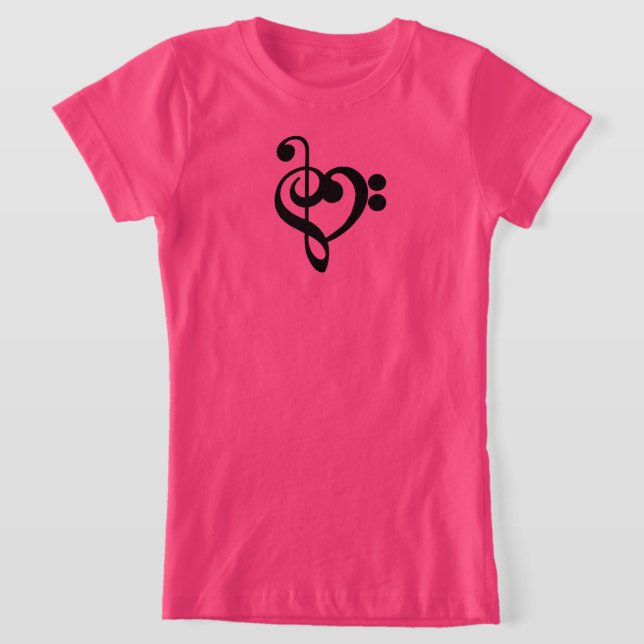 Musikermusikherz - Treble Bass Clef T-Shirt (Ablage )