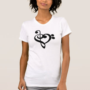 Musikermusikherz - Treble Bass Clef T-Shirt