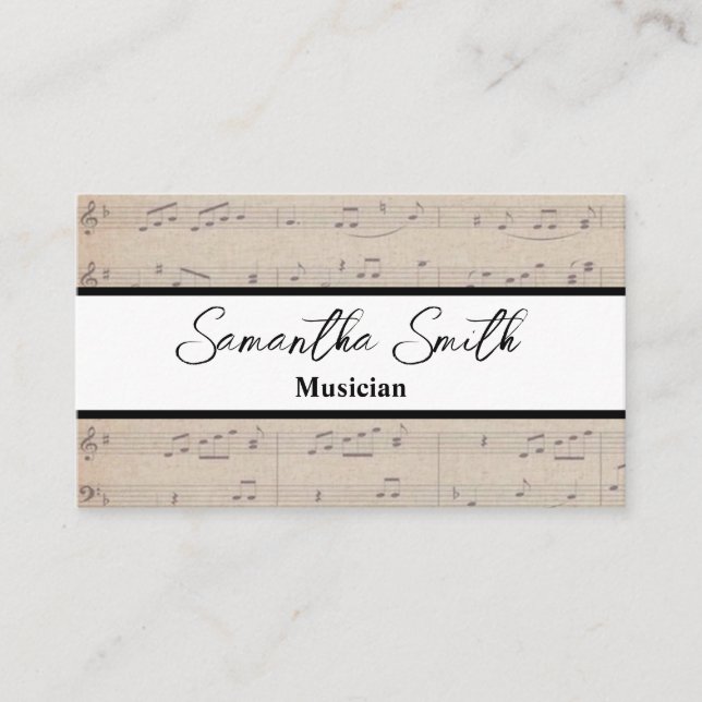 Musikermusiklehrer der Vintagen Musiknote Visitenkarte (Vorderseite)