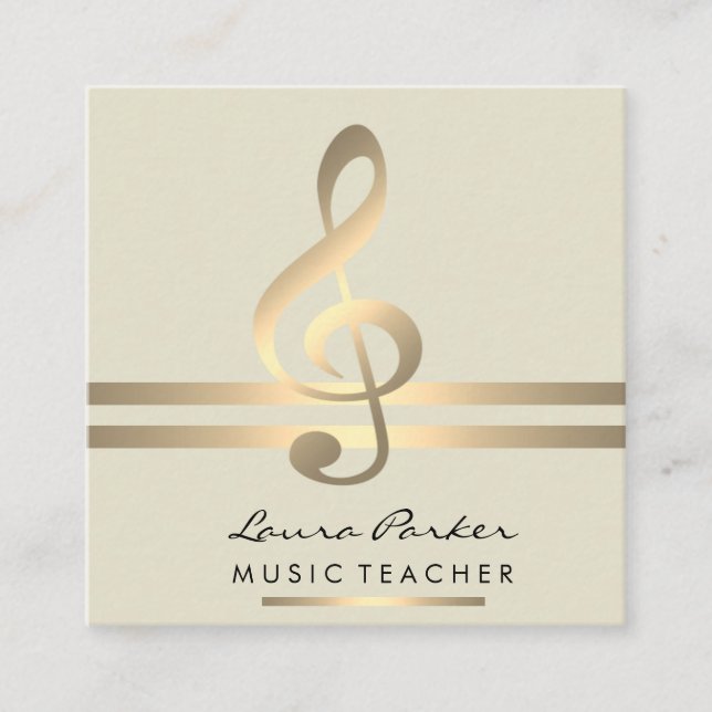 Musikermusiklehrer mit musikalischen Hinweisen in  Quadratische Visitenkarte (Vorderseite)