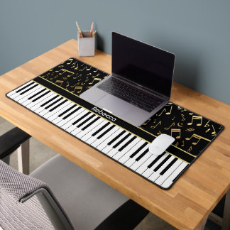 Musikernoten und Piano-Schwarz und Gold-Farben Schreibtischunterlage