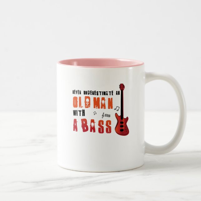 Musikfreund-Bass-Gitarren-Geschenk-alter Mann mit Zweifarbige Tasse (Rechts)