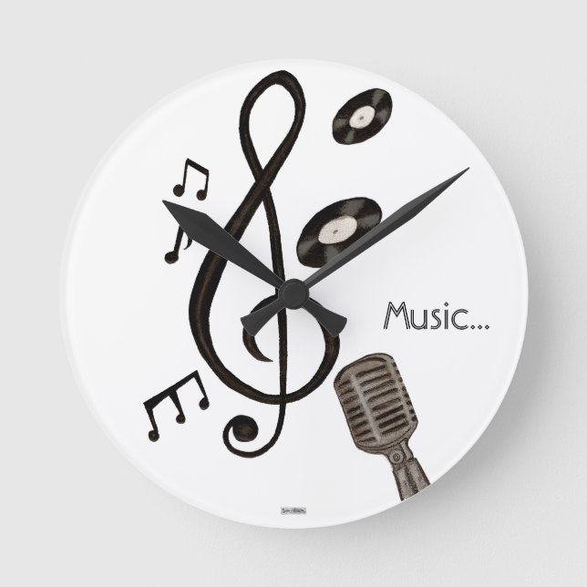 Musikfreund Runde Wanduhr (Vorderseite)