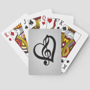 Musikg-Herz auf Silber Spielkarten