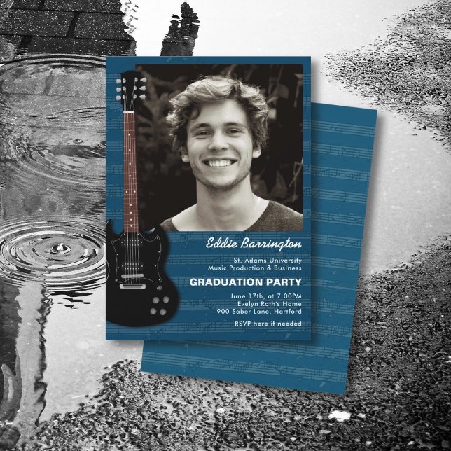 Musikgitarre Foto Graduation Party Einladung (Von Creator hochgeladen)