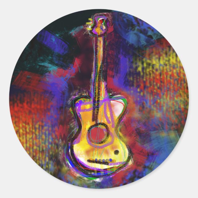Musikgitarrist Runder Aufkleber (Vorderseite)