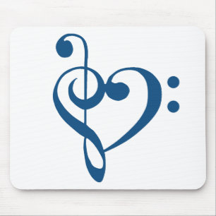 Musikherz Treble Bass Clef Herz - Klassisches Blau Mousepad
