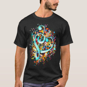 Musikherz Treble Bass Clef Klassischer T - Shirt