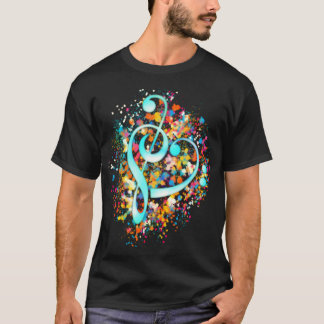 Musikherz Treble Bass Clef Klassischer T - Shirt