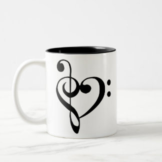 Musikherz Treppenhaus Bass Clef Herz - Schwarz Zweifarbige Tasse