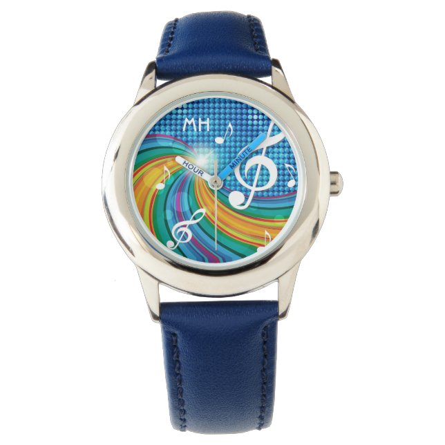 Musikillustrierung - benutzerdefinierte Monogramm- Armbanduhr (Vorderseite)