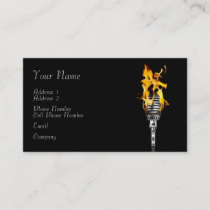 Musikindustrie-Karte - loderndes Mikrofon Visitenkarte