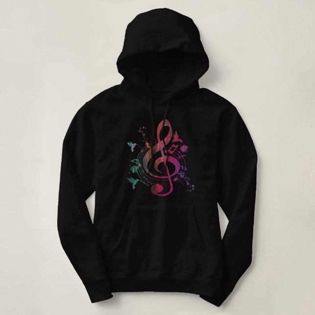 Musikinstrument Birds Treble Clef Hoodie (Design vorne)