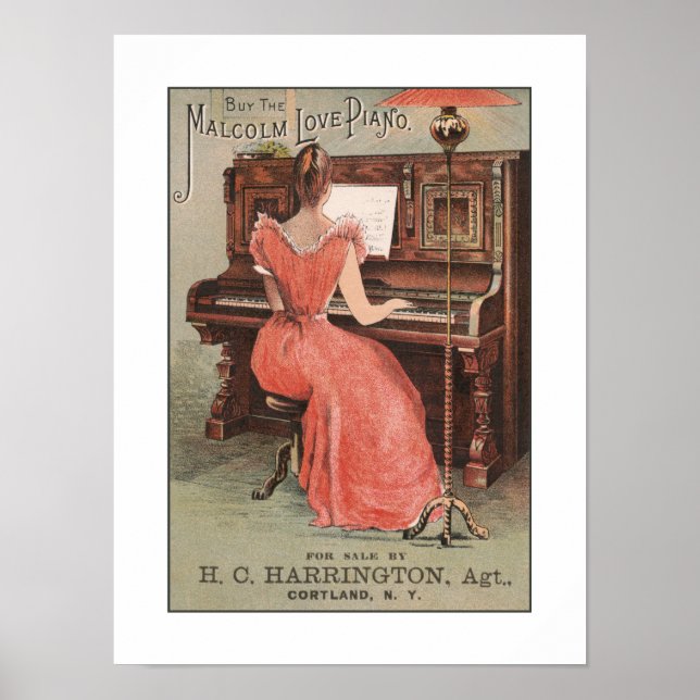 Musikinstrument für Vintage Klaviermusik Poster (Vorne)