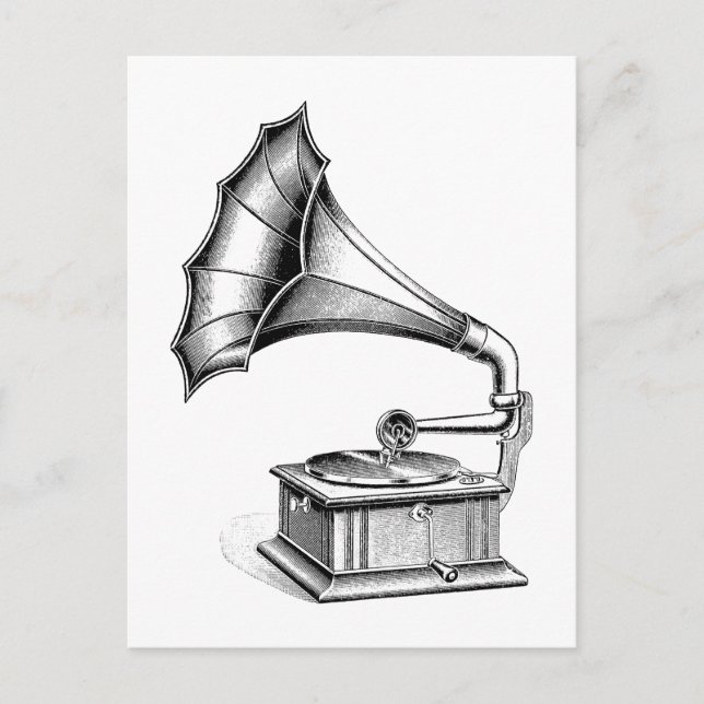 Musikinstrument für Vintage Tonträger Postkarte (Vorderseite)