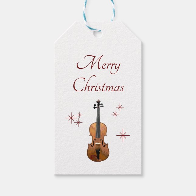 Musikinstrument Geige Weihnachtsschneeflocken Geschenkanhänger (Vorderseite)