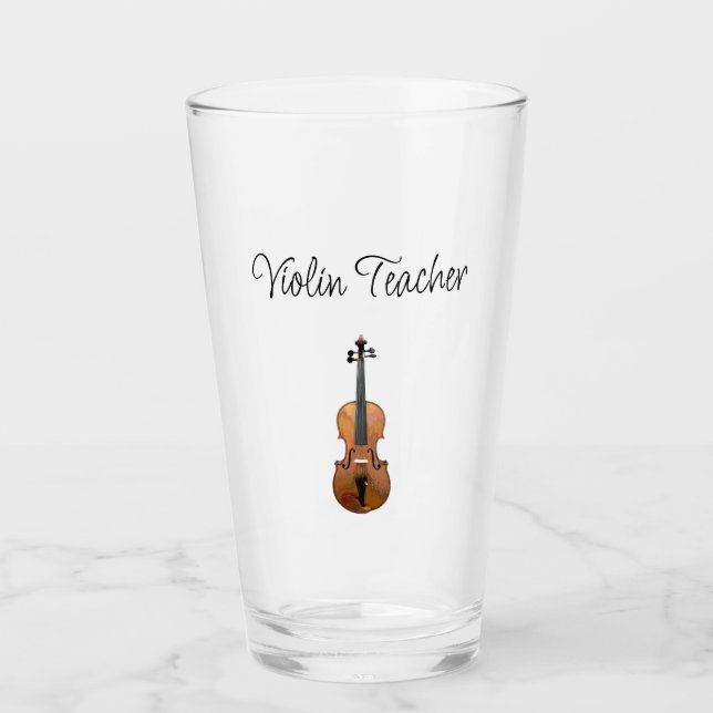 Musikinstrument Geigerlehrer Niedliche Typografie Glas (Vorderseite)