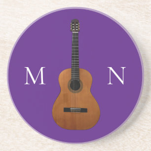 Musikinstrument Gitarre Monogram Trendy Lila Getränkeuntersetzer