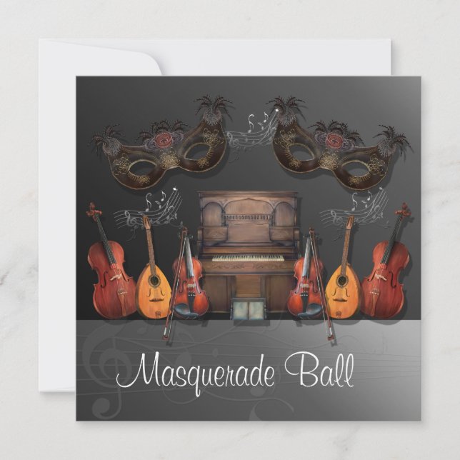 Musikinstrument-Kostümball-Einladung Einladung (Vorderseite)