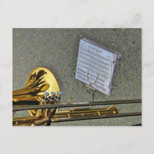 Musikinstrument mit Notation Postkarte