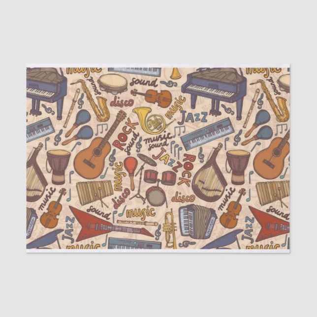 Musikinstrument Musiknote Mustermusiker Seidenpapier (Vorderseite)