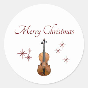 Musikinstrument Violin Weihnachten Runder Aufkleber