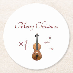 Musikinstrument Violin Weihnachten Runder Pappuntersetzer